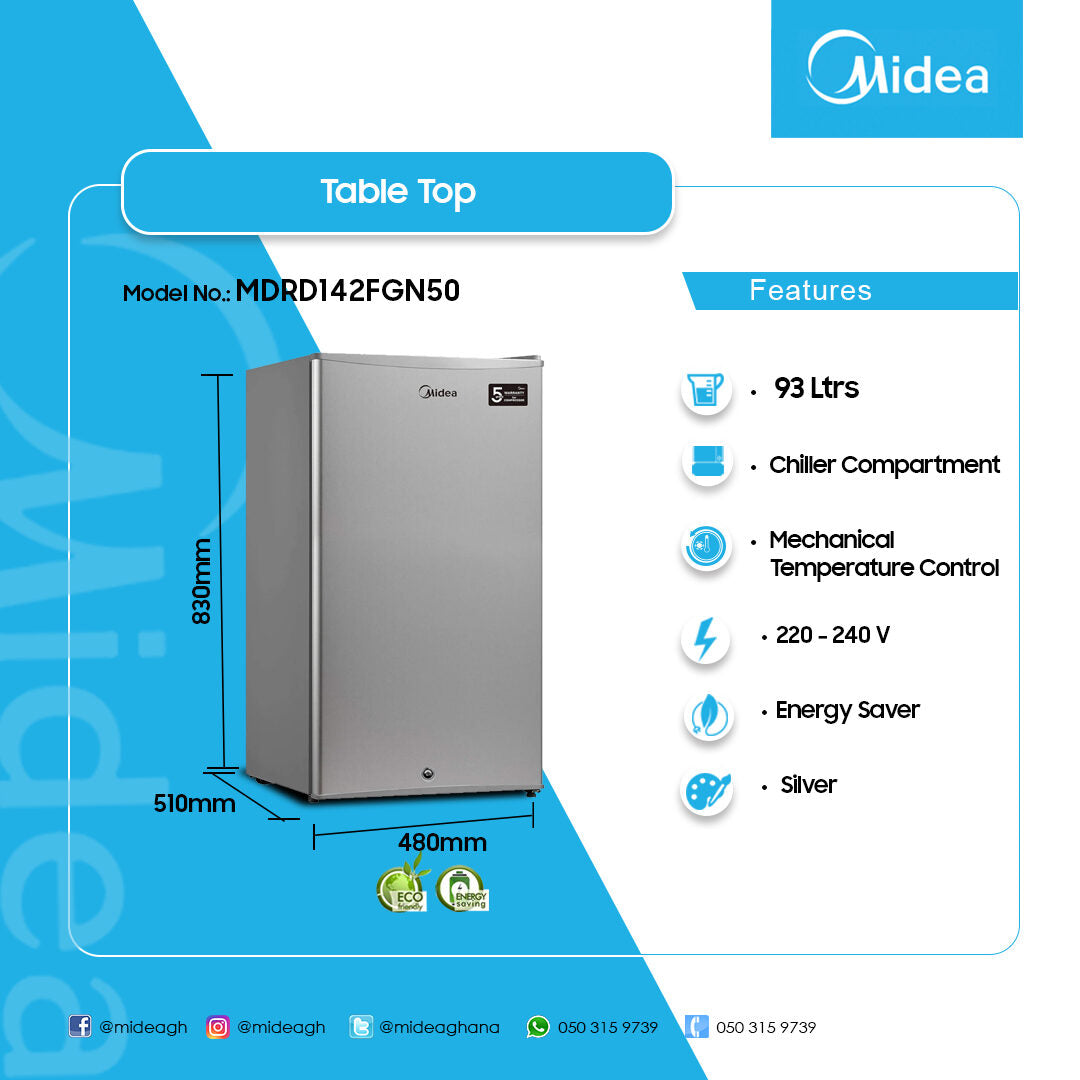 Midea Refrigerator – Model MDRD142FGN50