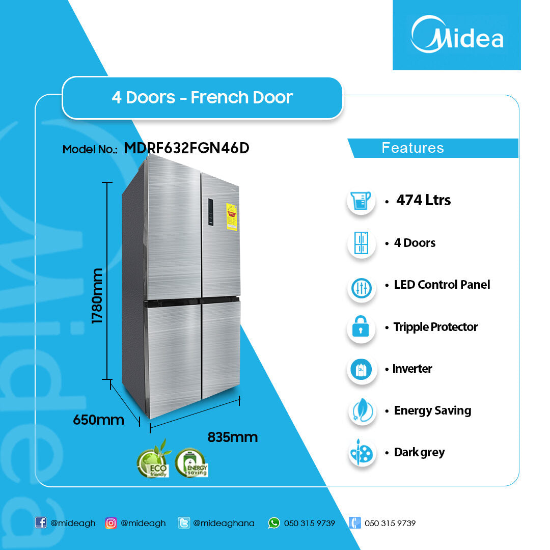 Midea 474 L French Door Refrigerator – Model MDRF632FGN46D – view 4
