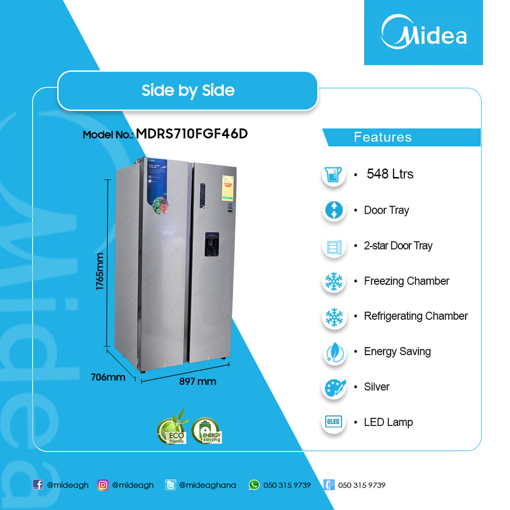 Midea 548 L Side-by-Side Inverter Refrigerator – Model MDRS710FGF46D – view 2