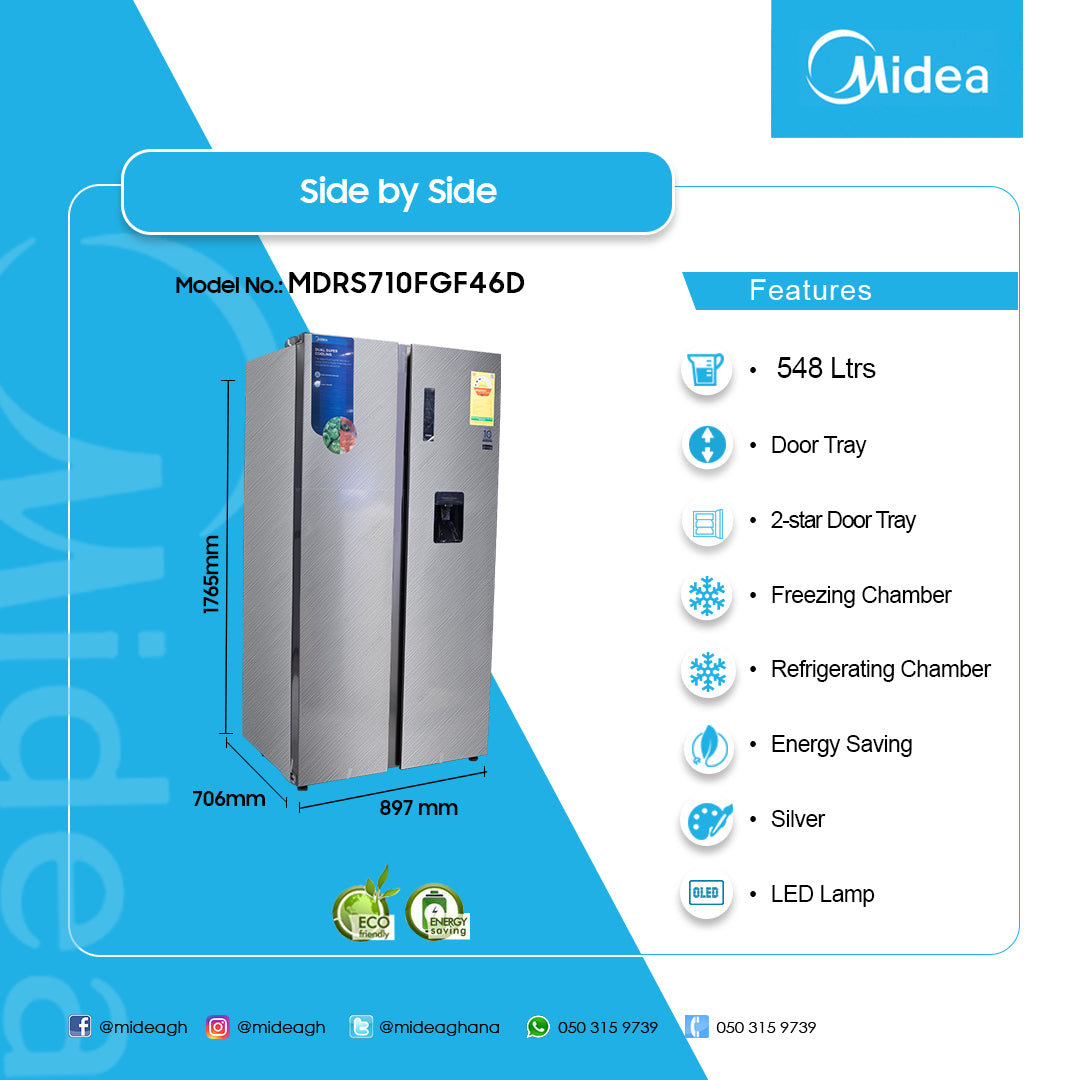 Midea 548 L Side-by-Side Inverter Refrigerator – Model MDRS710FGF46D – view 2