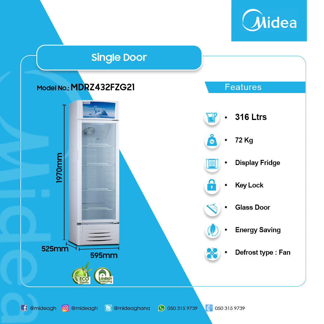 Midea 316 L Glass Door Display Fridge – Model MDRZ432FZG21 – view 2