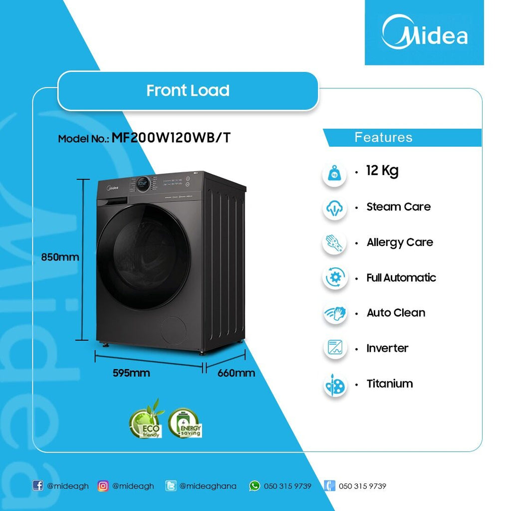 Midea 12 kg Front Load Washing Machine – Model MF200W120WB/T – view 3