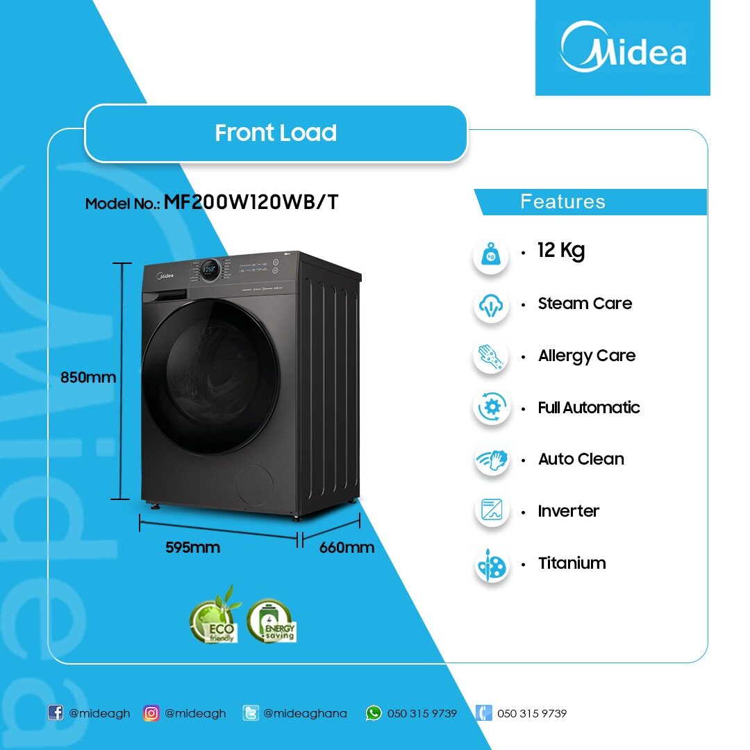 Midea 12 kg Front Load Washing Machine – Model MF200W120WB/T – view 3