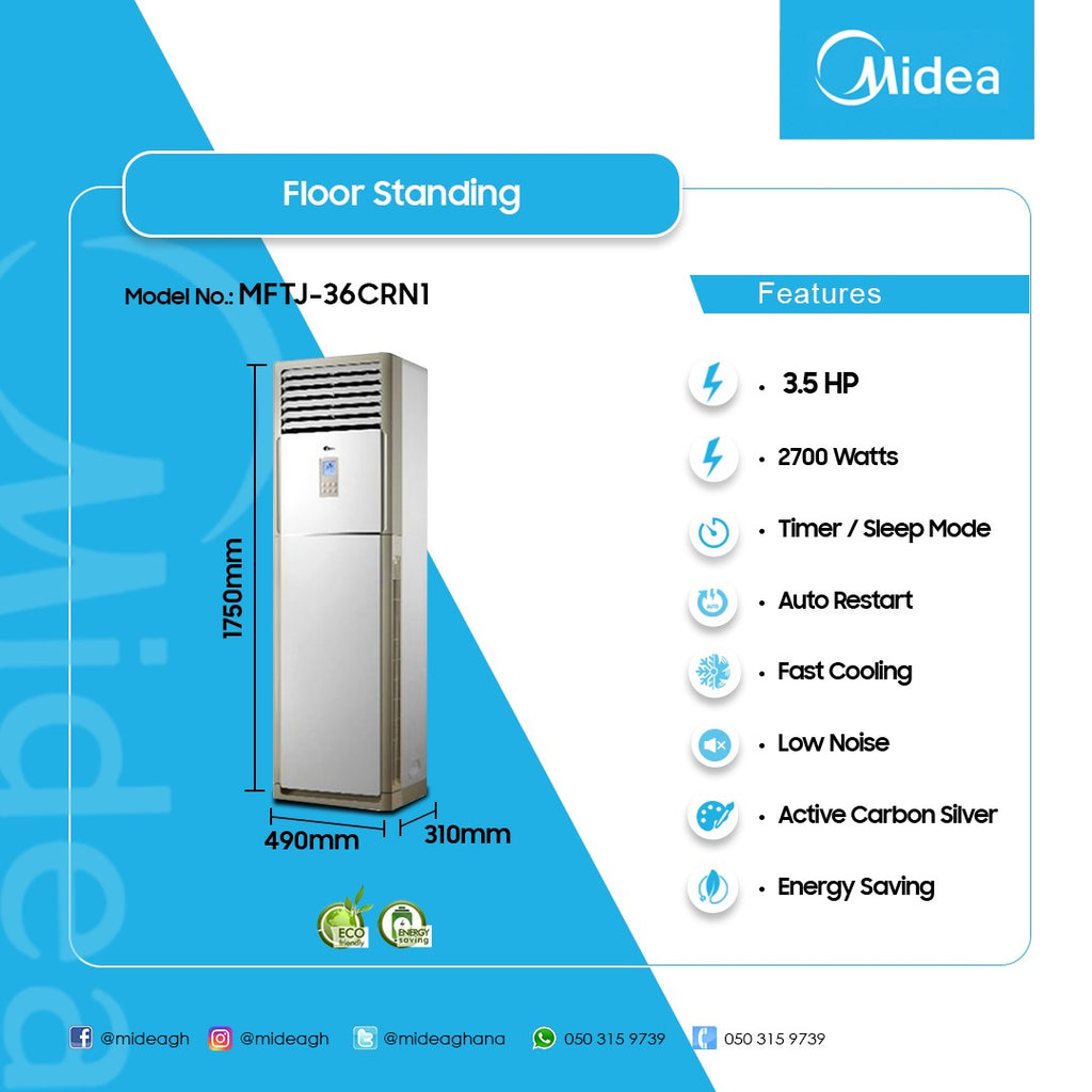 Midea 36,000 BTU (3.5 HP) Floor Standing Air Conditioner (R410A) – Model MFTJ-36CRN1 – view 2