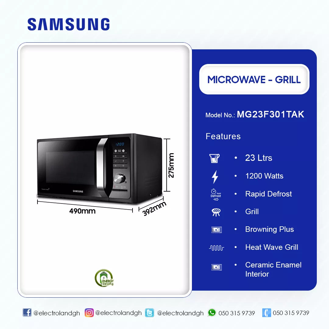 Samsung 23 L Grill Microwave Oven – Model MG23F301TAK – view 4