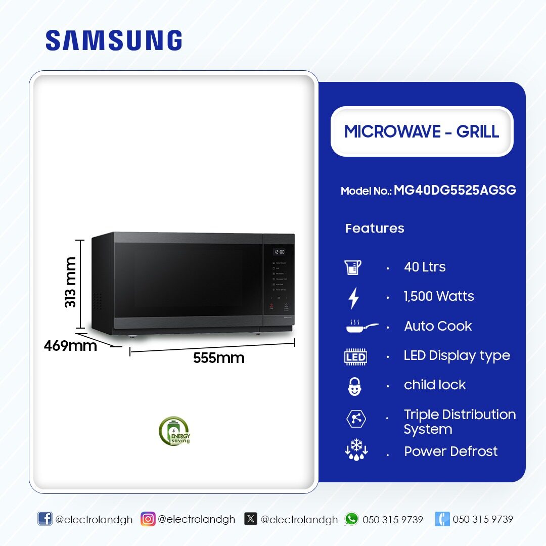 Samsung 40 L Grill Microwave Oven – Model MG40DG5525AGSG