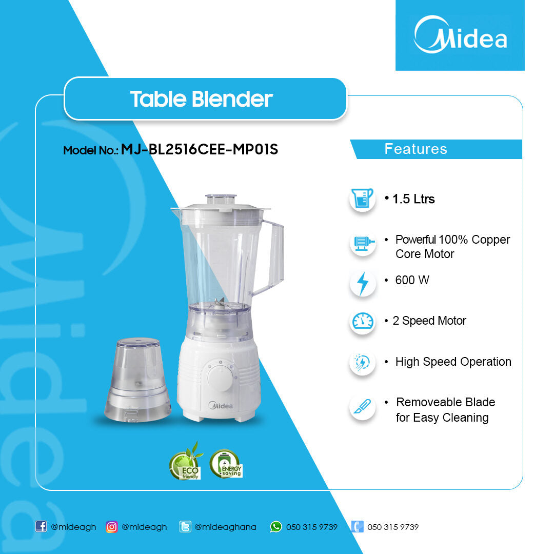 Midea 1.5 L Table Blender with Grinder – Model MJ-BL2516CEE-MP01S – view 2