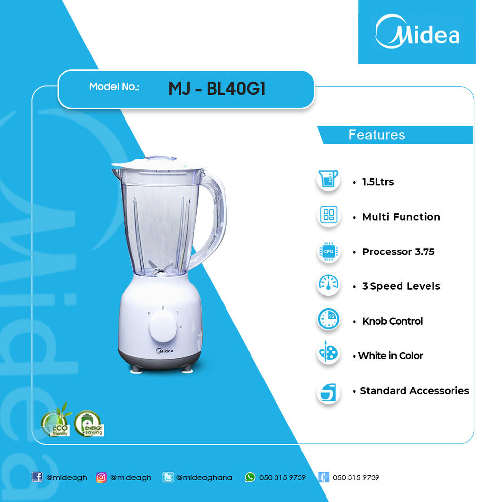 Midea 1.5 L Table Blender with Grinder – Model MJ-BL40G1