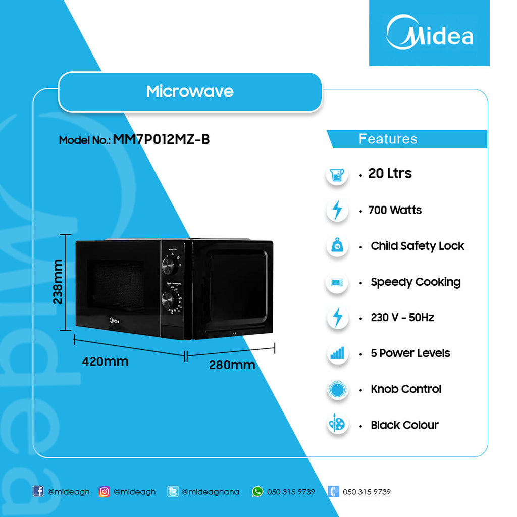 Midea 20 L 700 W Microwave Oven – Model MM7P012MZ-B – view 3