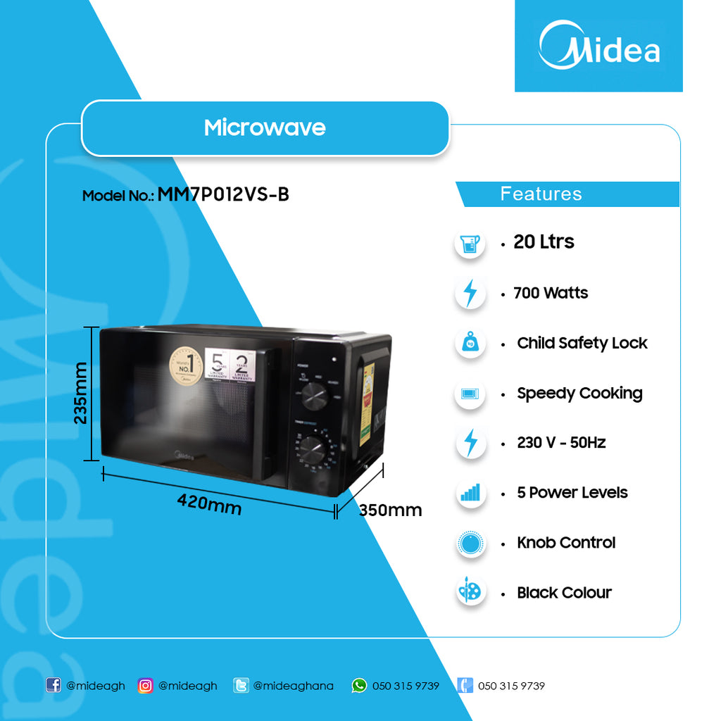 Midea Microwave Oven – Model MM7P012VS-B – view 2