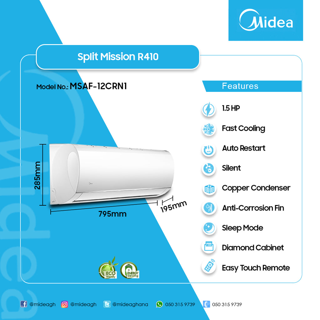 Midea 1.5 HP Split Air Conditioner (R410A) – Model MSAF-12CRN1 – view 2