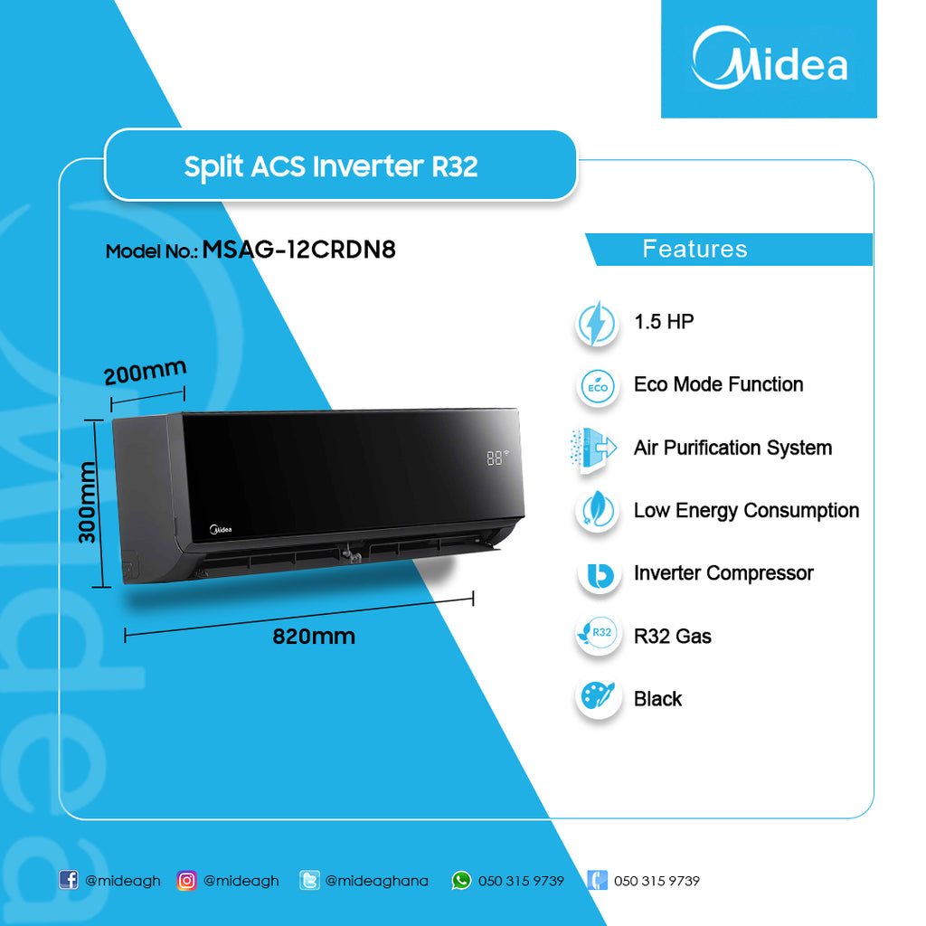 Midea 1.5 HP Split Inverter Air Conditioner (R32) – Model MSAG-12CRDN8 – view 3