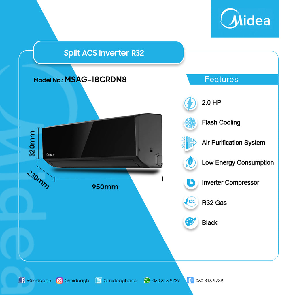 Midea 2.0 HP Split Inverter Air Conditioner (R32) – Model MSAG-18CRDN8 – view 4