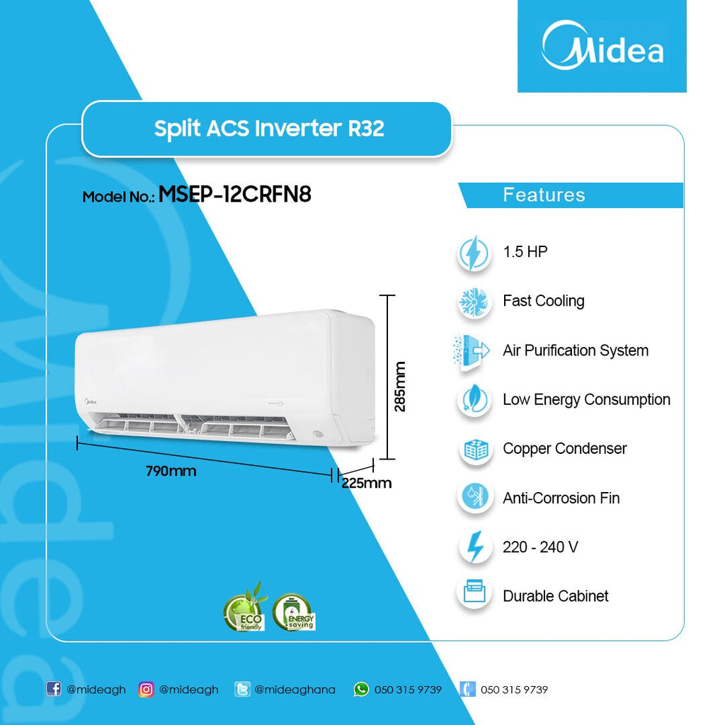 Midea 1.5 HP Split Inverter Air Conditioner (R32) – Model MSEP-12CRFN8 – view 3