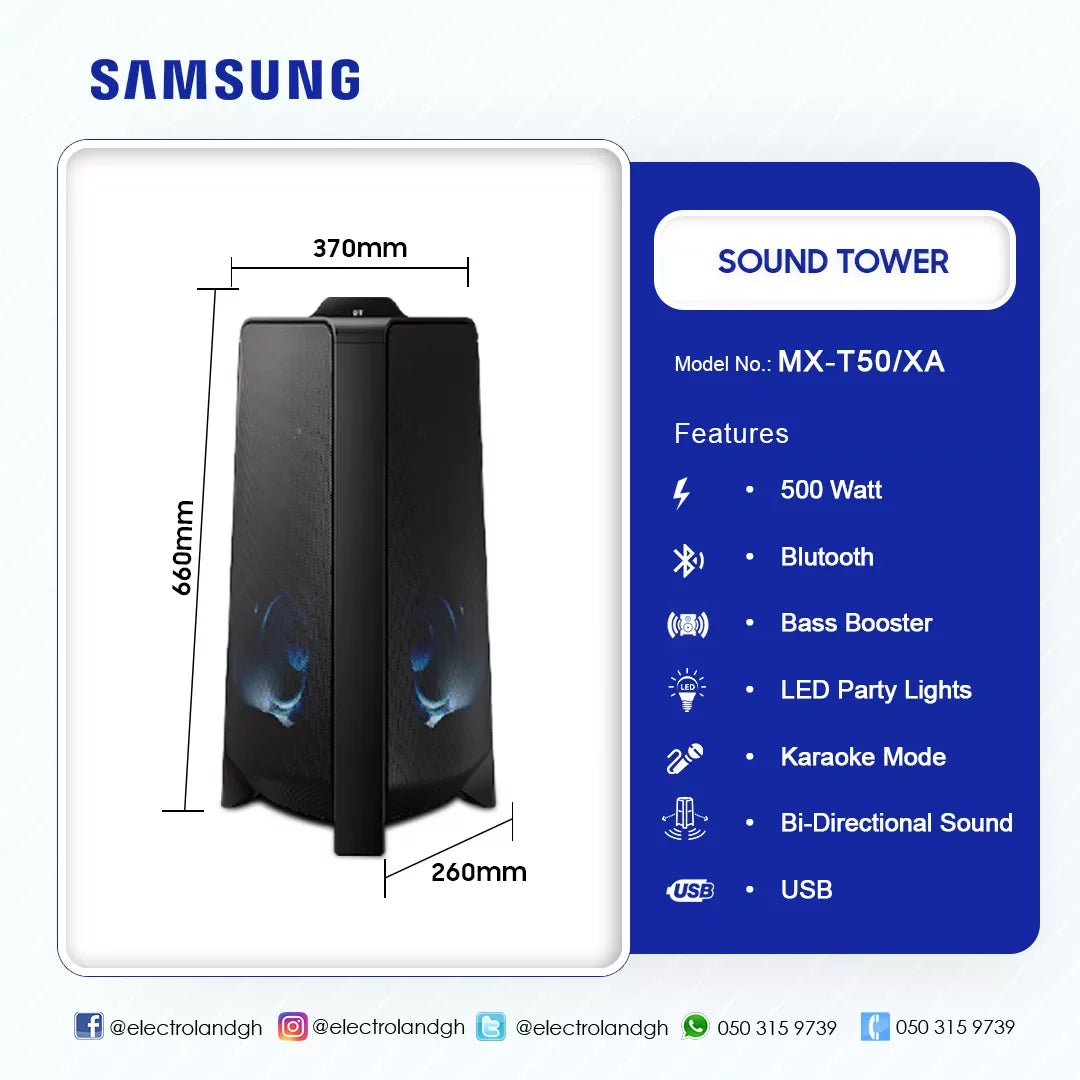 Samsung 500 W Sound Tower Party Speaker – Model MX-T50/XA