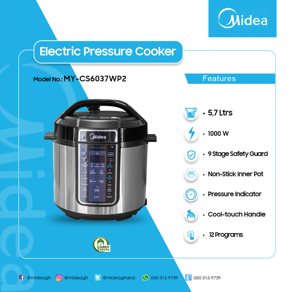 Midea 5.7 L 1000 W Electric Pressure Cooker – Model MY-CS6037WP2 – view 2