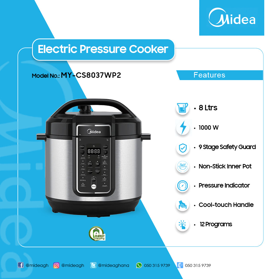 Midea 7.6 L 1000 W Electric Pressure Cooker – Model MY-CS8037WP2 – view 3