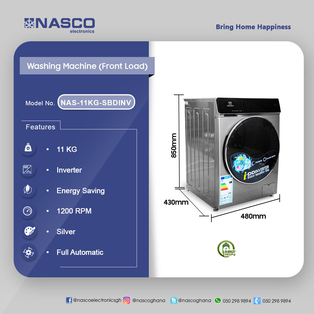Nasco 11 kg Inverter Front Load Washing Machine – Model NAS-11KG-SBDINV – view 4