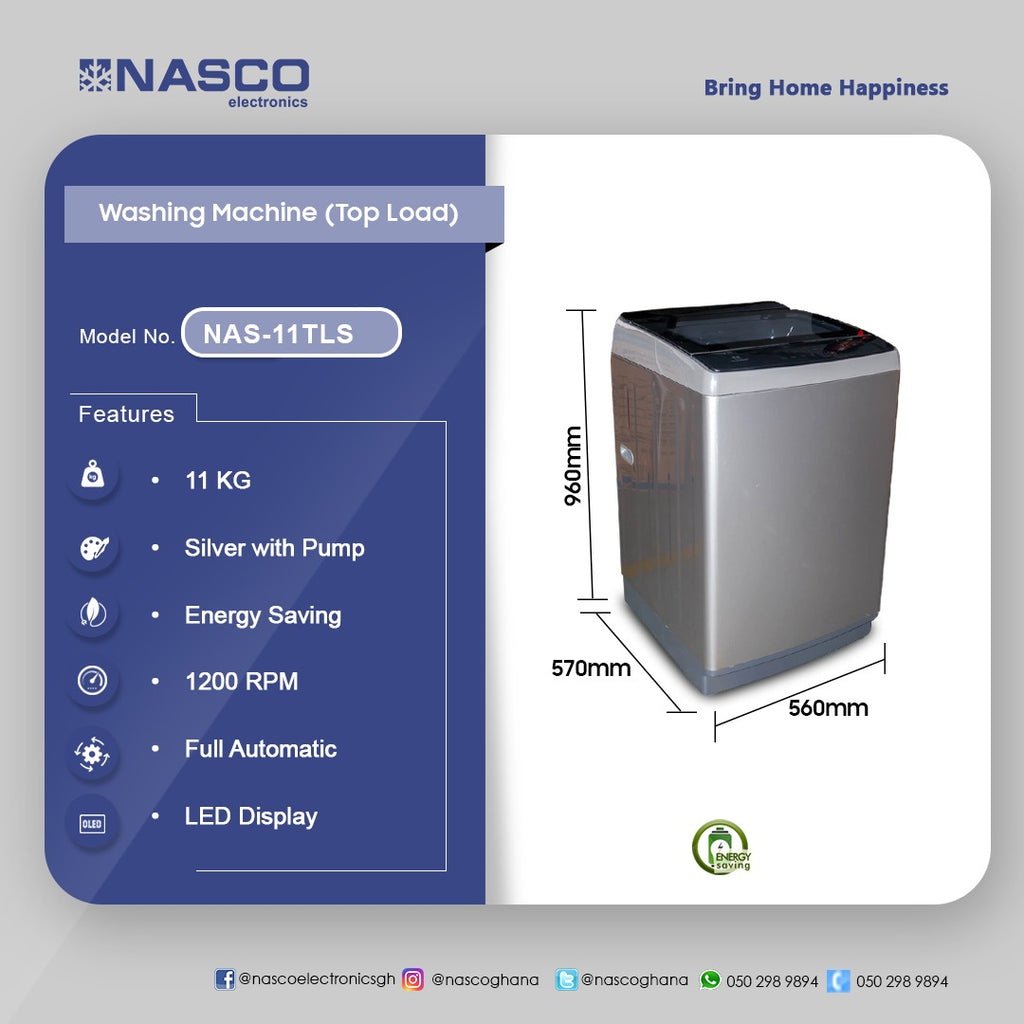 Nasco 11 kg Top Load Fully Automatic Washing Machine – Model NAS-11TLS – view 2
