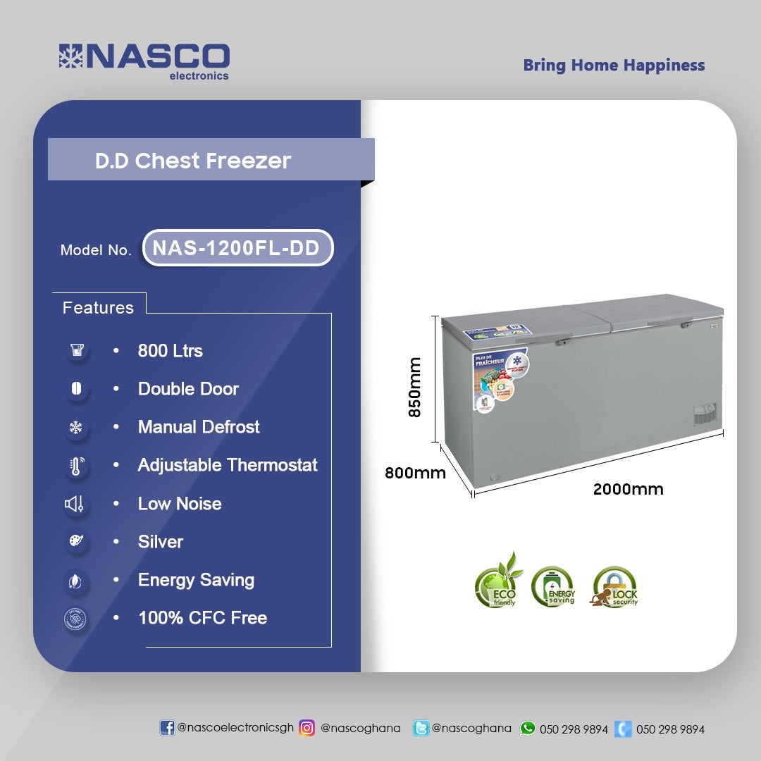 Nasco 800 L Double Door Chest Freezer – Model NAS-1200FL-DD – view 2