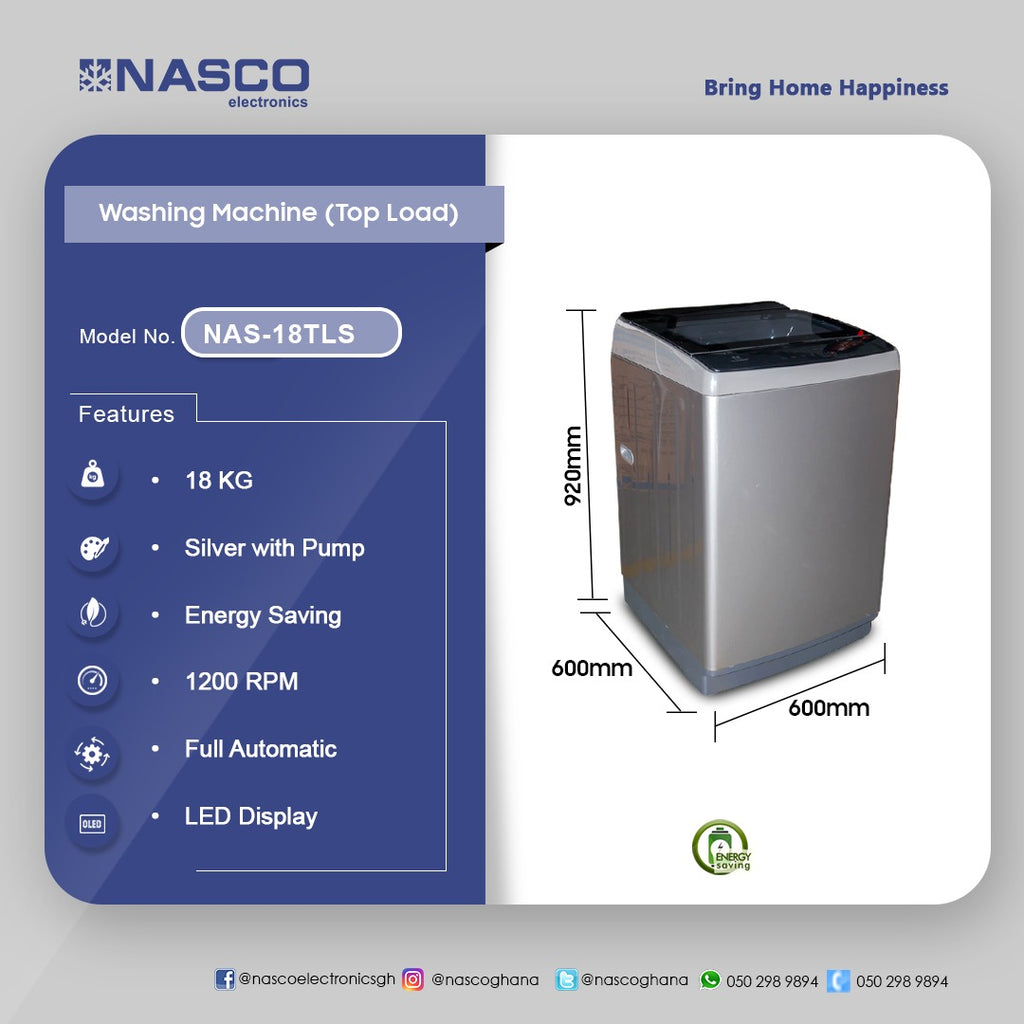 Nasco 18 kg Top Load Fully Automatic Washing Machine – Model NAS-18TLS – view 3