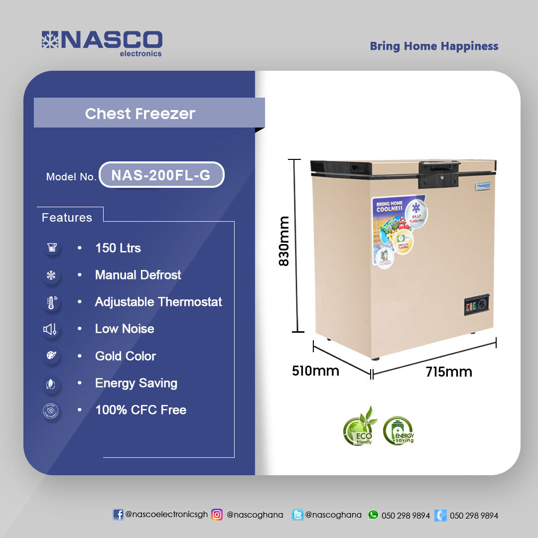 Nasco 150 L Chest Freezer – Model NAS-200FL-G – view 4