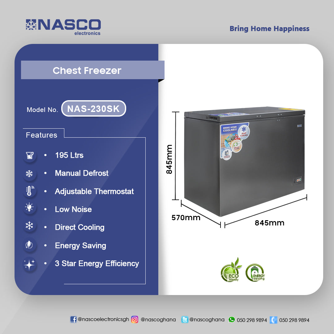 Nasco 198 L Chest Freezer – Model NAS-230SK – view 2