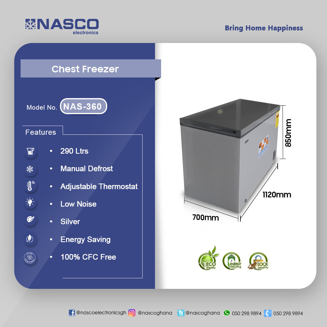 Nasco 290 L Chest Freezer – Model NAS-360