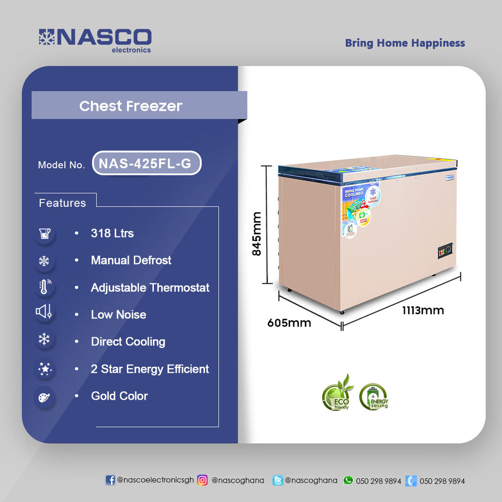 Nasco 318 L Gold Chest Freezer – Model NAS-425FL-G – view 4