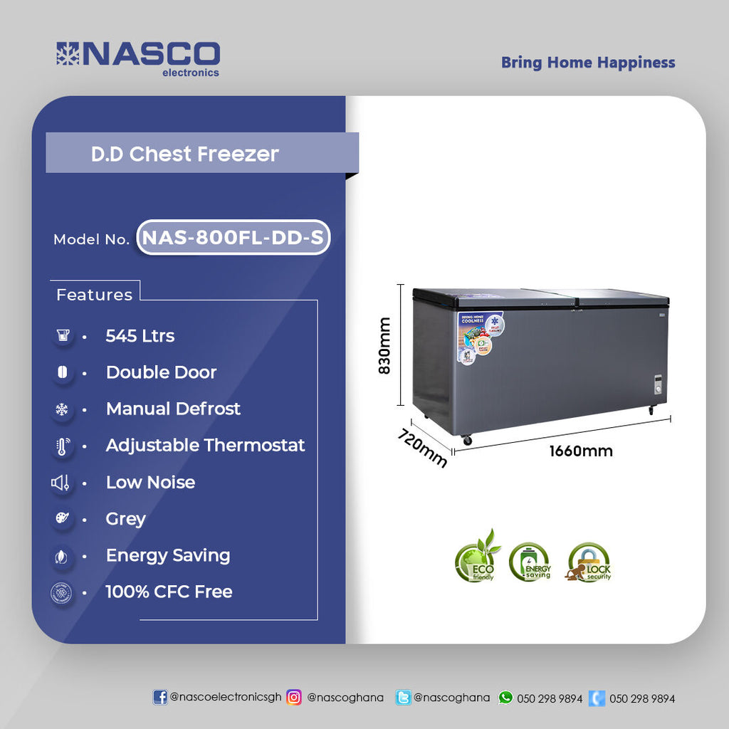 Nasco 545 L Double Door Chest Freezer – Model NAS-800FL-DD-S