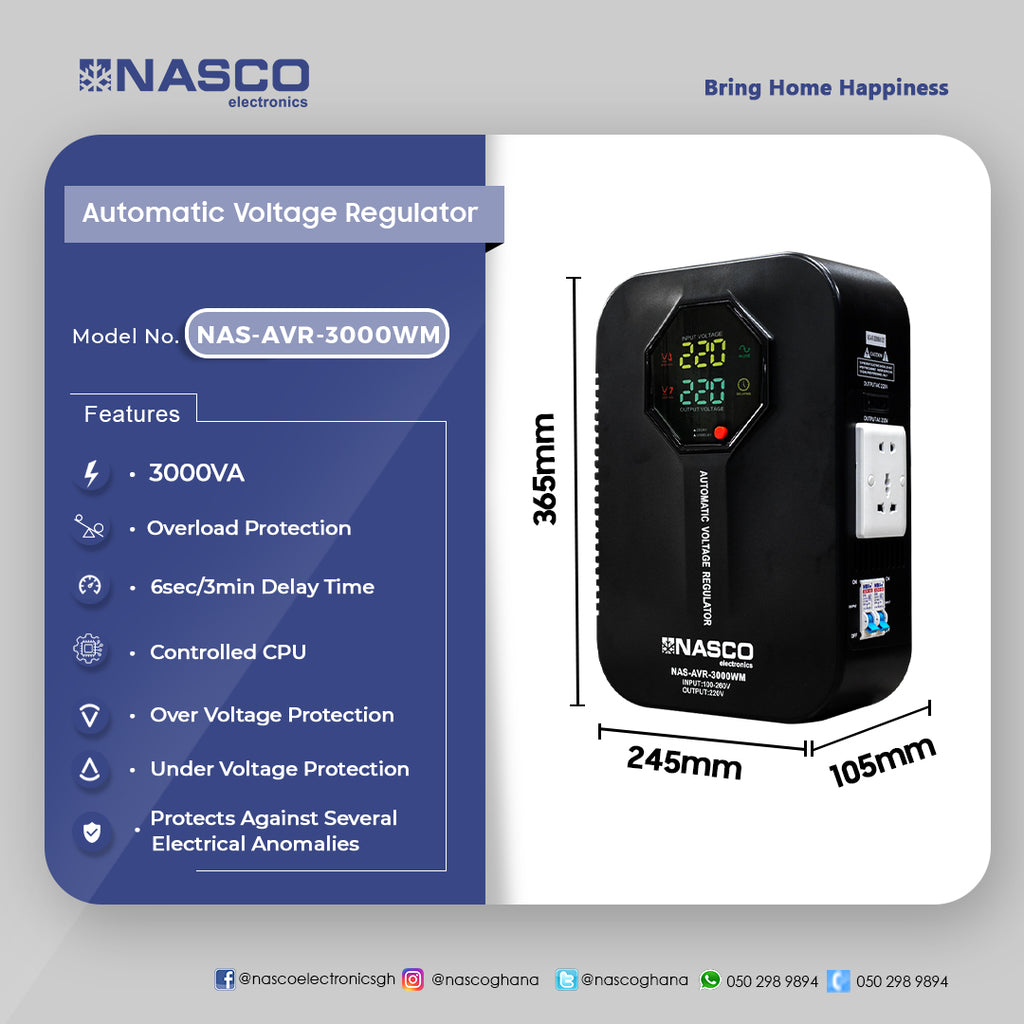 Nasco 3000 VA Automatic Voltage Regulator – Model NAS-AVR-3000WM – view 4