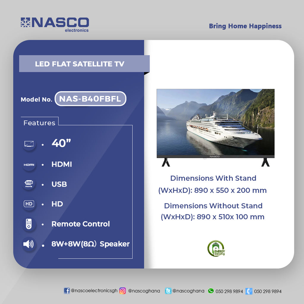 Nasco 40" Full HD LED Television – Model NAS-B40FBFL – view 3