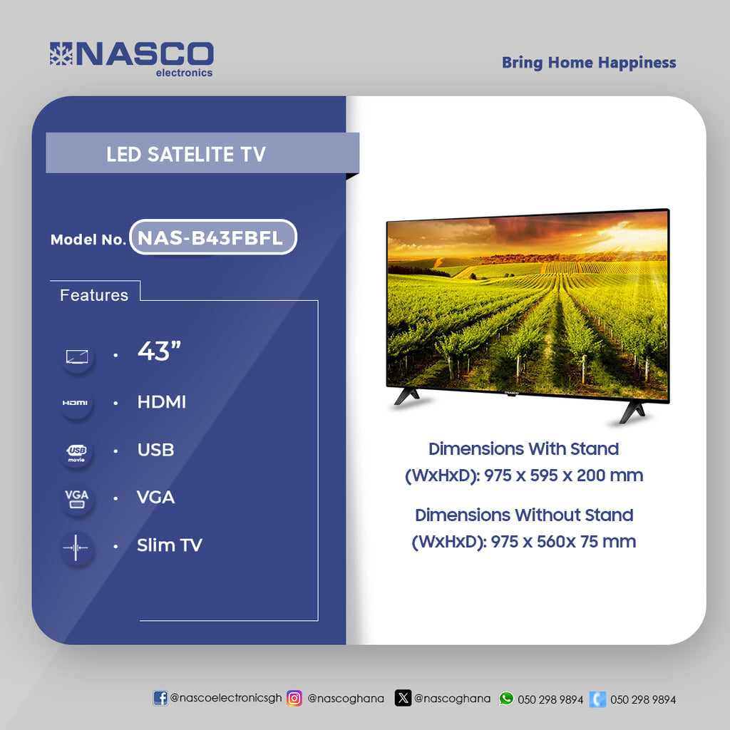 Nasco 43" LED Television – Model NAS-B43FBFL – view 2