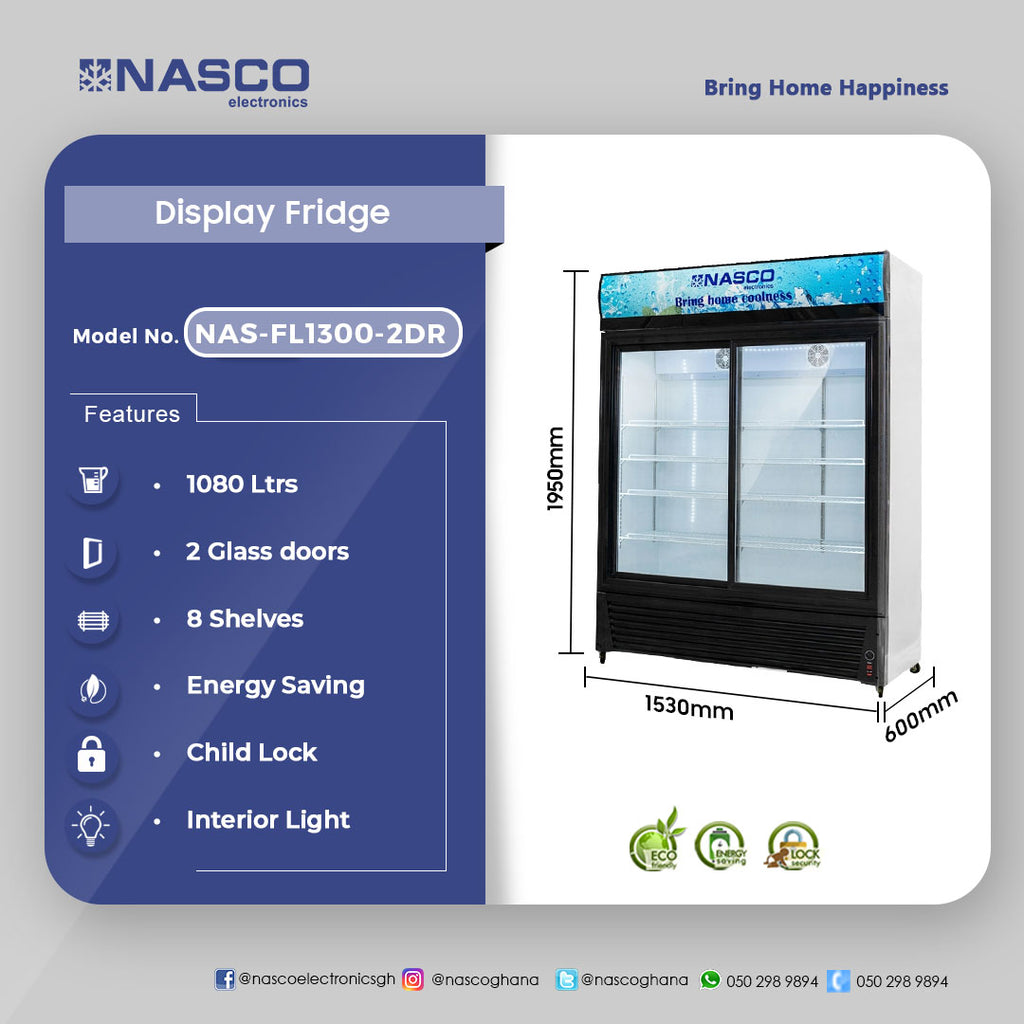 Nasco 1080 L Double Door Display Fridge – Model NAS-FL1300-2DR – view 4