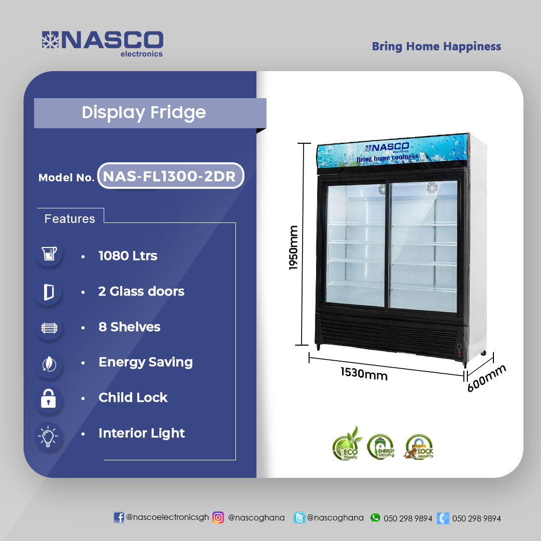 Nasco 1080 L Double Door Display Fridge – Model NAS-FL1300-2DR – view 4