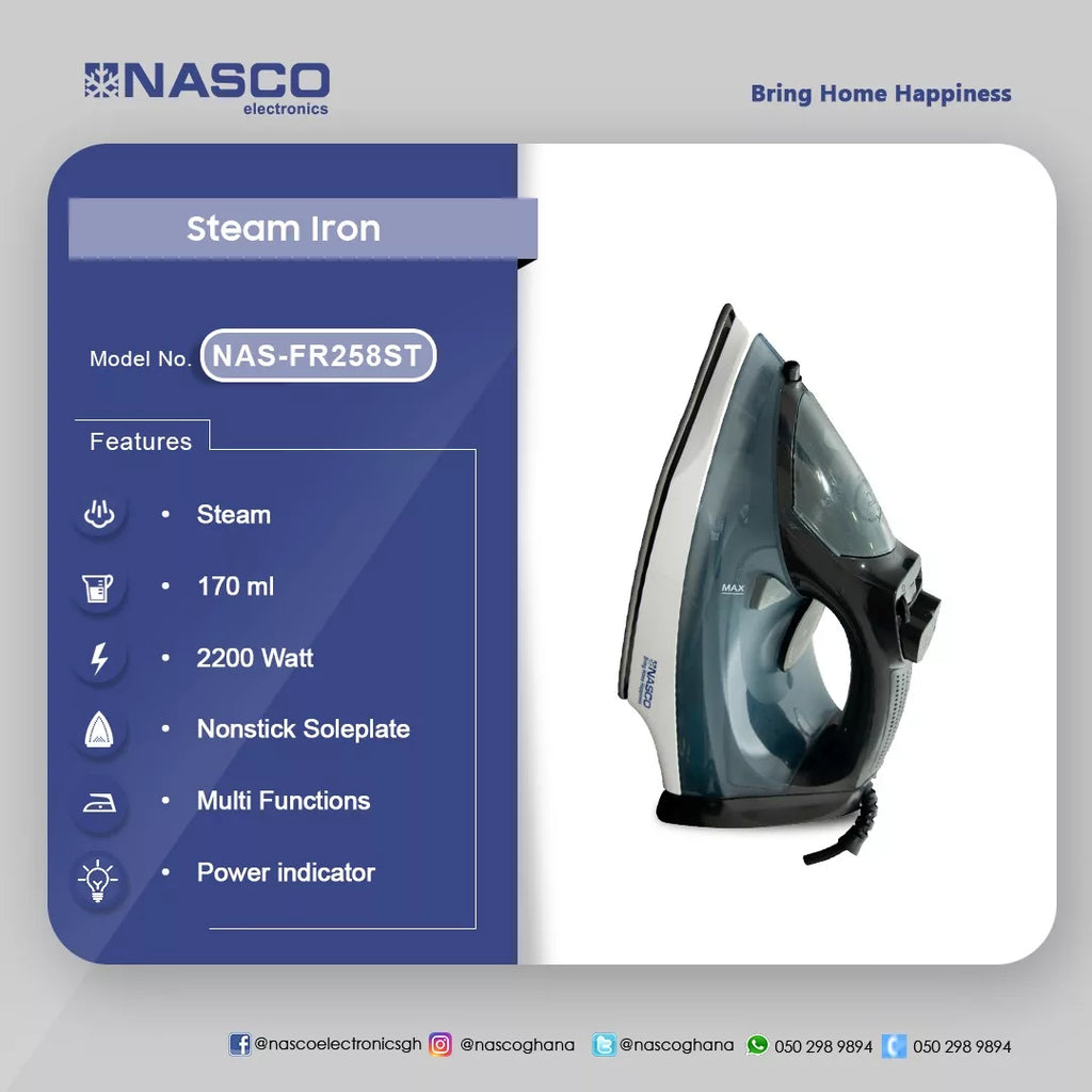 Nasco 2200 W Steam Iron – Model NAS-FR258ST – view 2