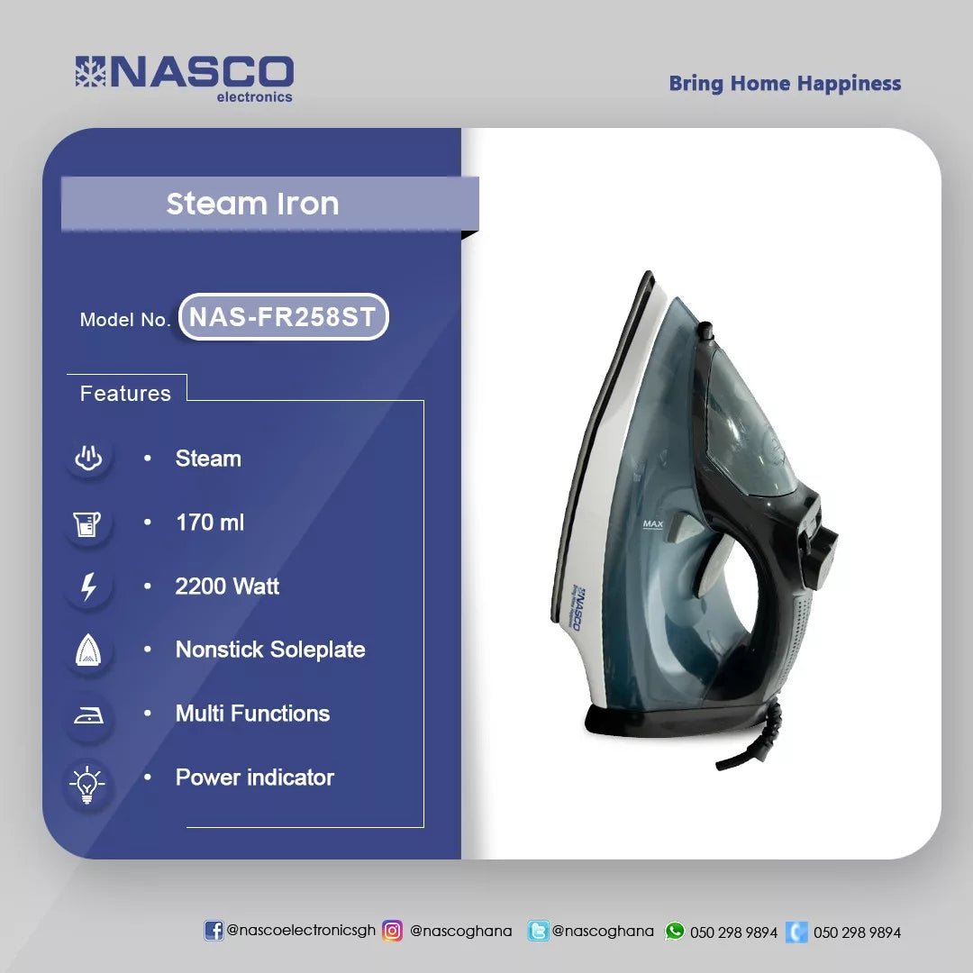 Nasco 2200 W Steam Iron – Model NAS-FR258ST – view 2