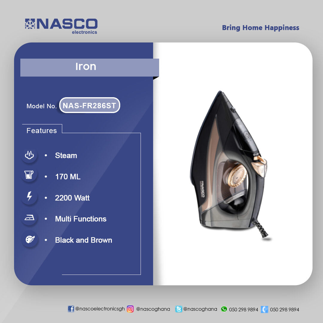 Nasco 2200 W Steam Iron – Model NAS-FR286ST