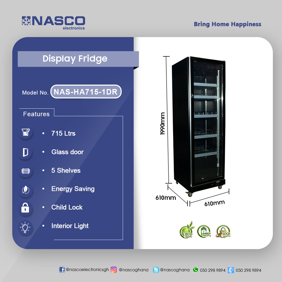 Nasco 715 L Single Door Display Fridge – Model NAS-HA715-1DR – view 2