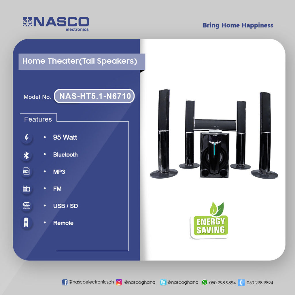 Nasco 95 W 5.1-Channel Home Theatre System – Model NAS-HT5.1-N6710 – view 2