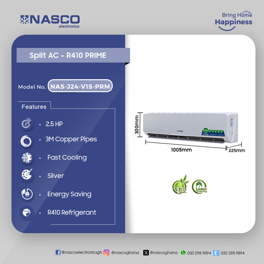 Nasco 24,000 BTU Dual Inverter Split Air Conditioner – Model NAS-J24-V1