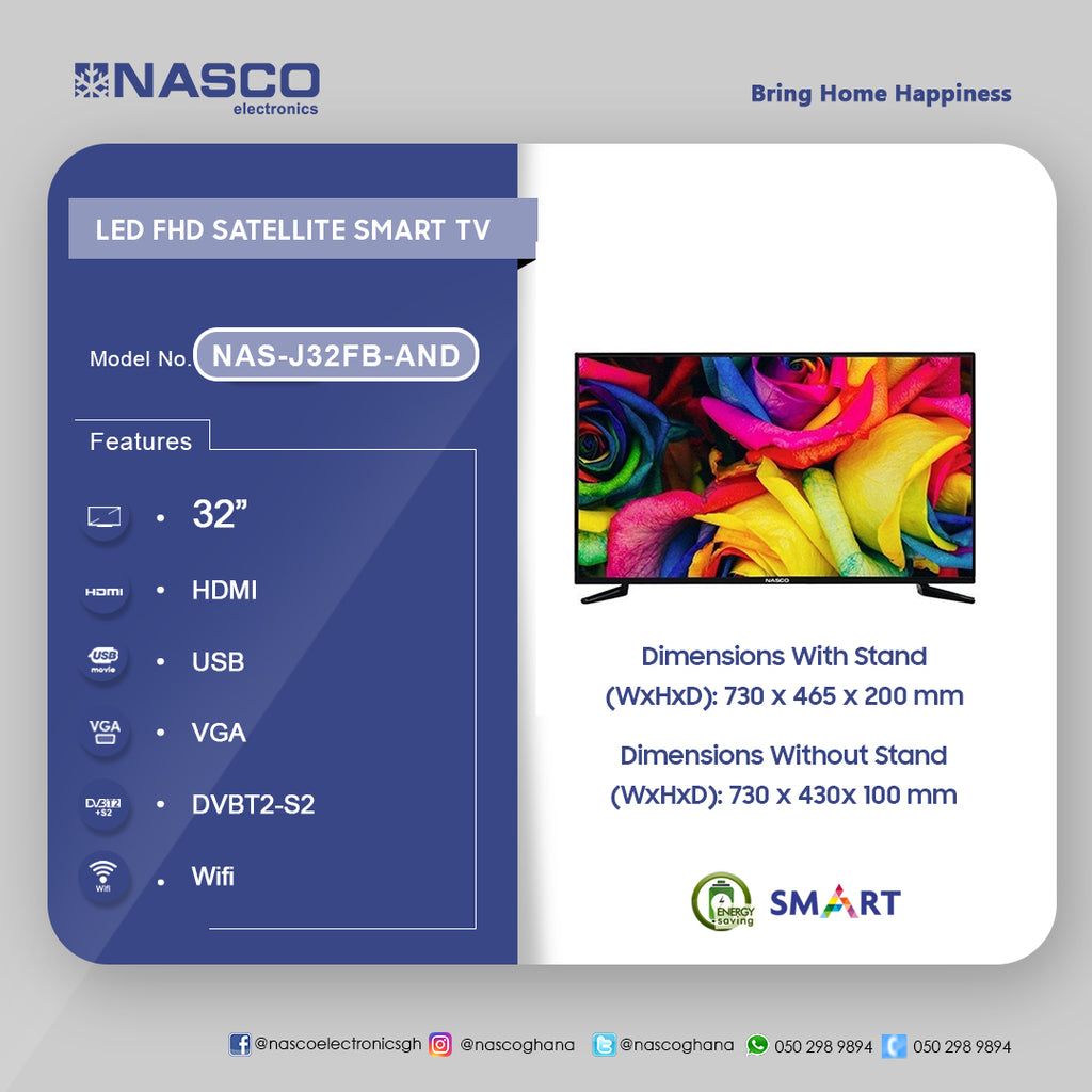 Nasco 32" Android Smart LED Television – Model NAS-J32FB-AND – view 2