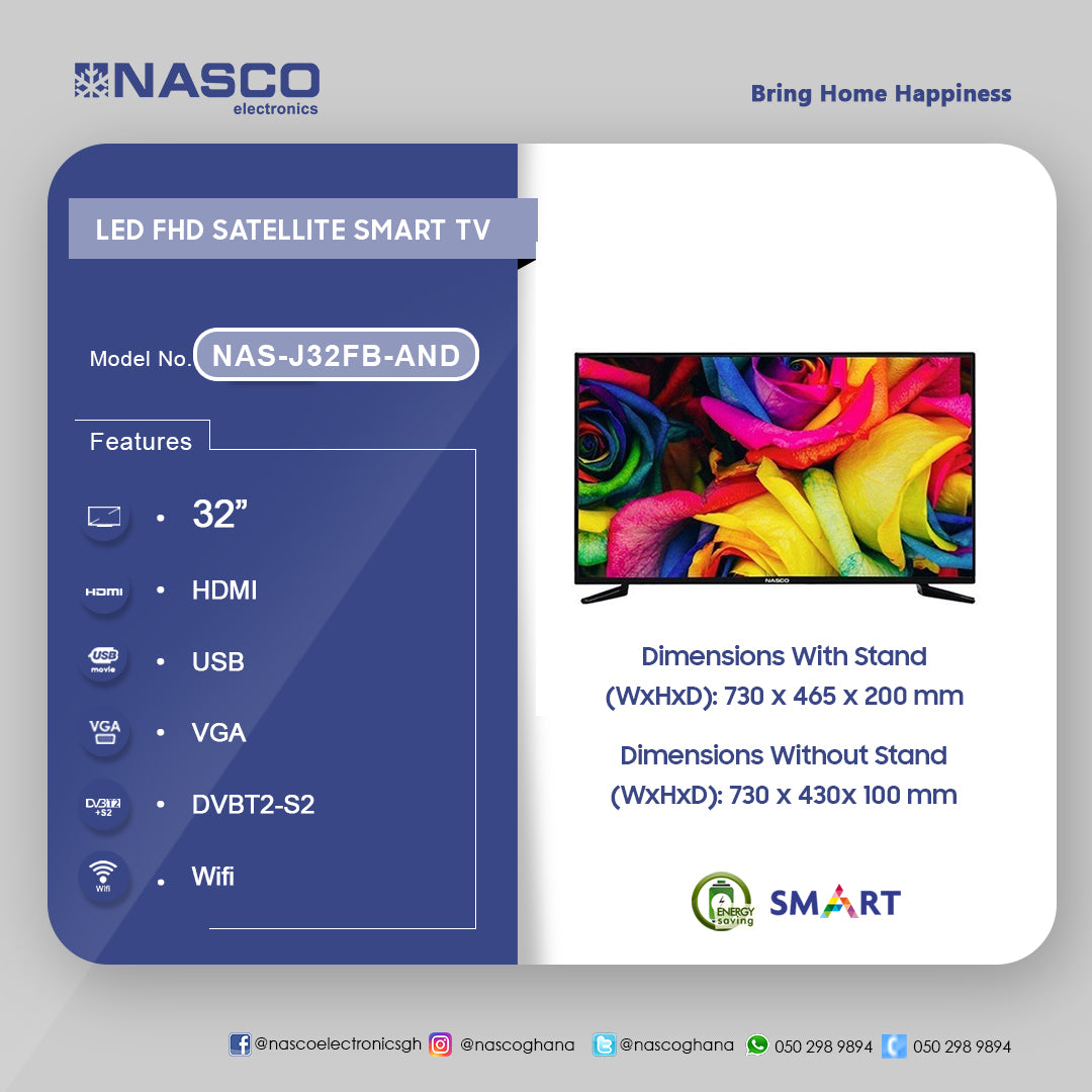 Nasco 32" Android Smart LED Television – Model NAS-J32FB-AND – view 2