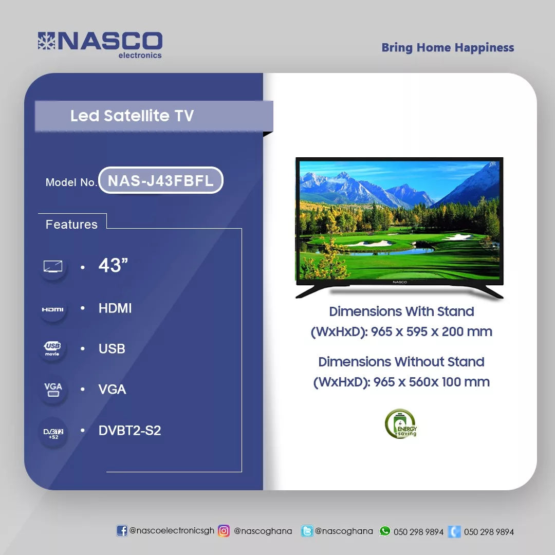 Nasco 43" LED Digital Satellite Television – Model NAS-J43FBFL – view 2