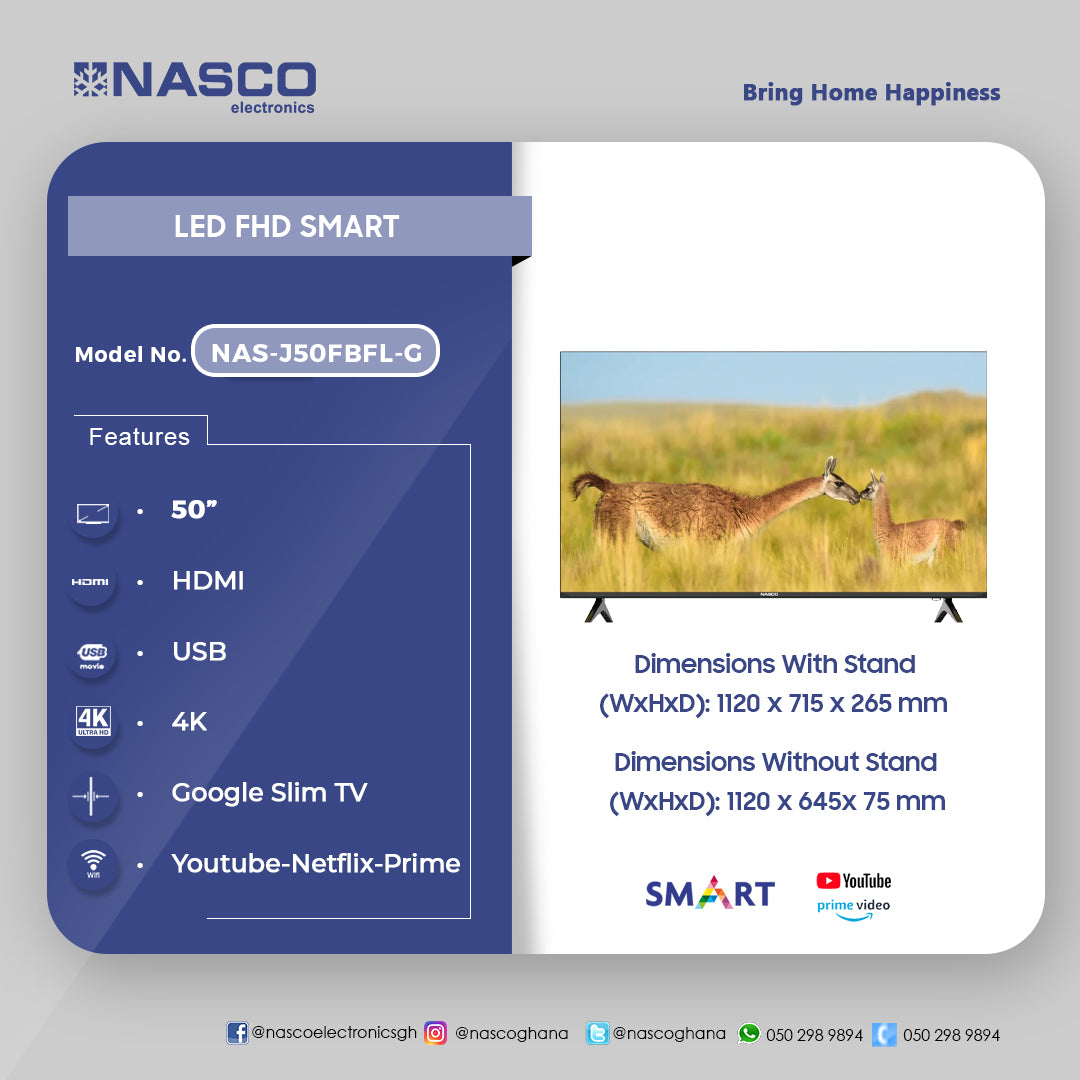 Nasco 50" LED Digital Satellite Television – Model NAS-J50FBFL-G – view 4