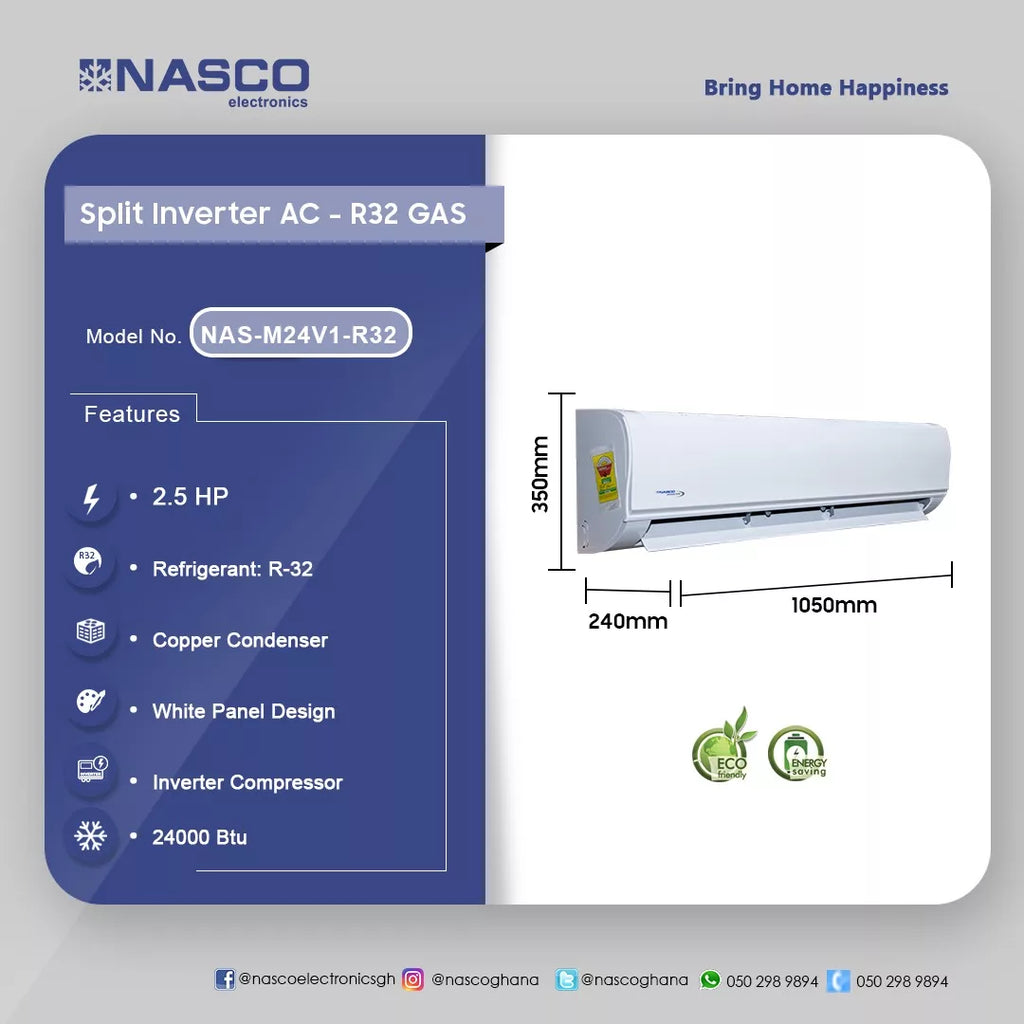 Nasco 2.5 HP Split Inverter Air Conditioner (R32) – Model NAS-M24V1-R32 – view 2