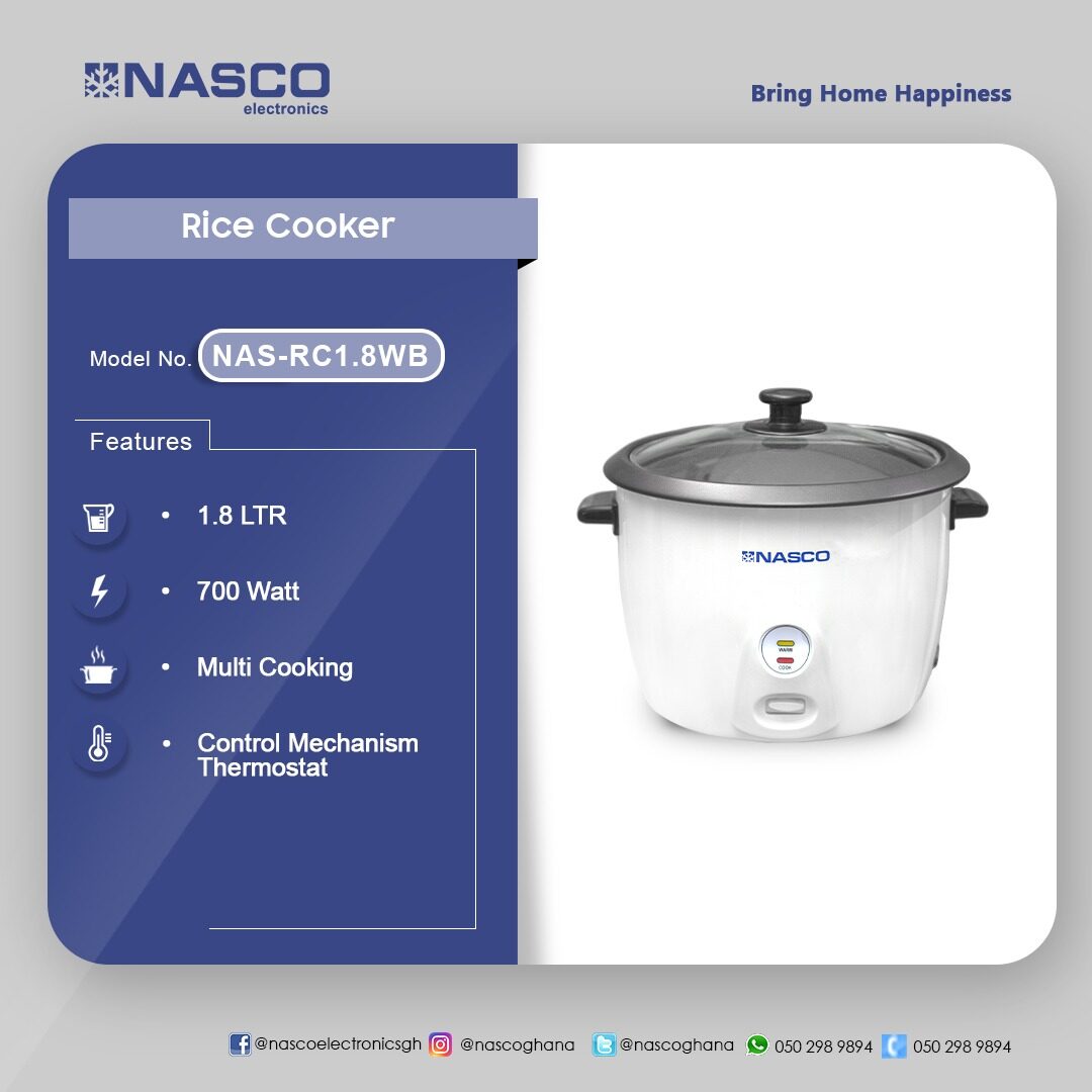 Nasco 1.8 L Rice Cooker – Model NAS-RC1.8WB – view 2