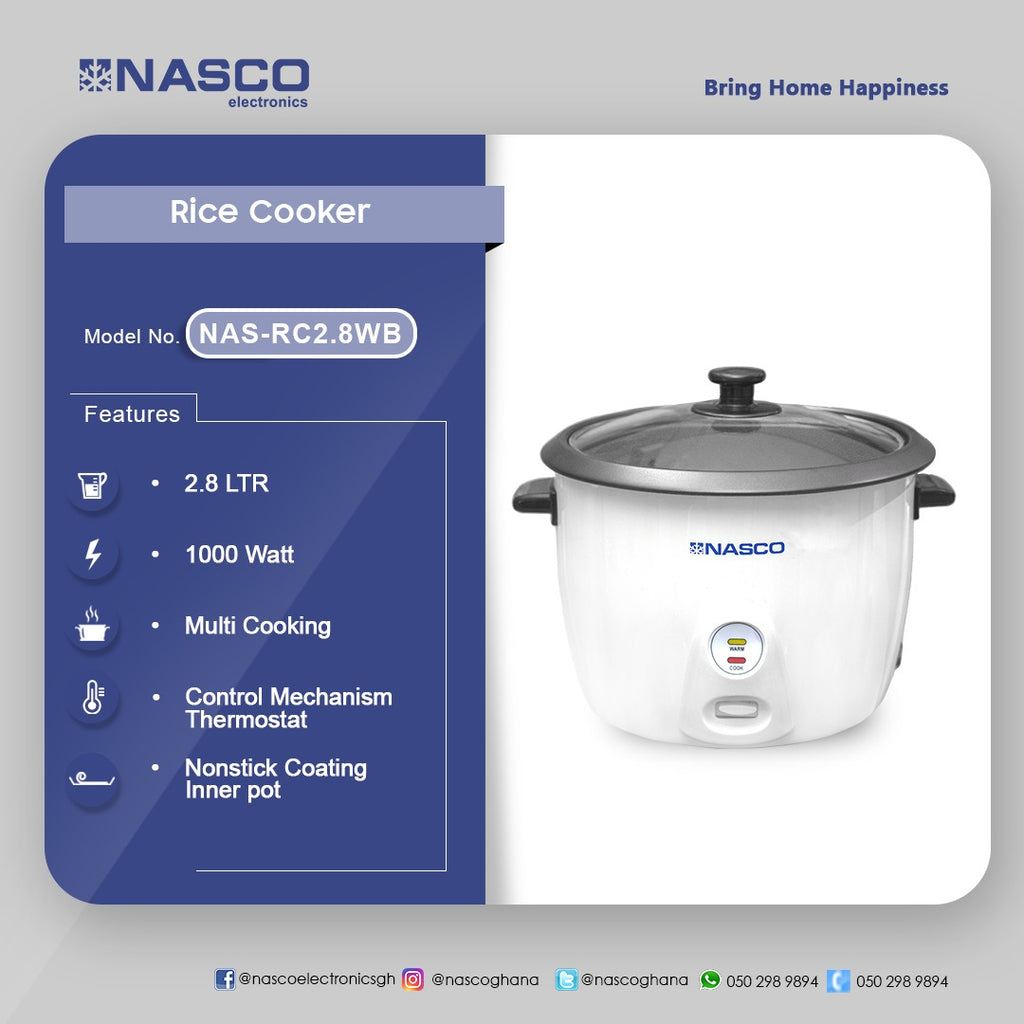 Nasco 2.8 L Electric Rice Cooker – Model NAS-RC2.8WB – view 3