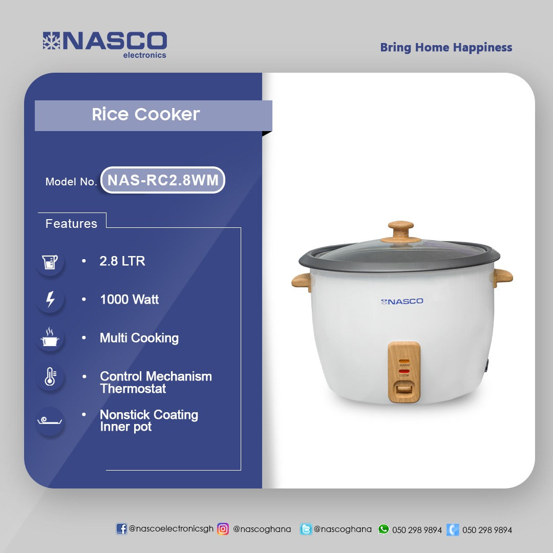 Nasco 2.8 L Electric Rice Cooker – Model NAS-RC2.8WB – view 4