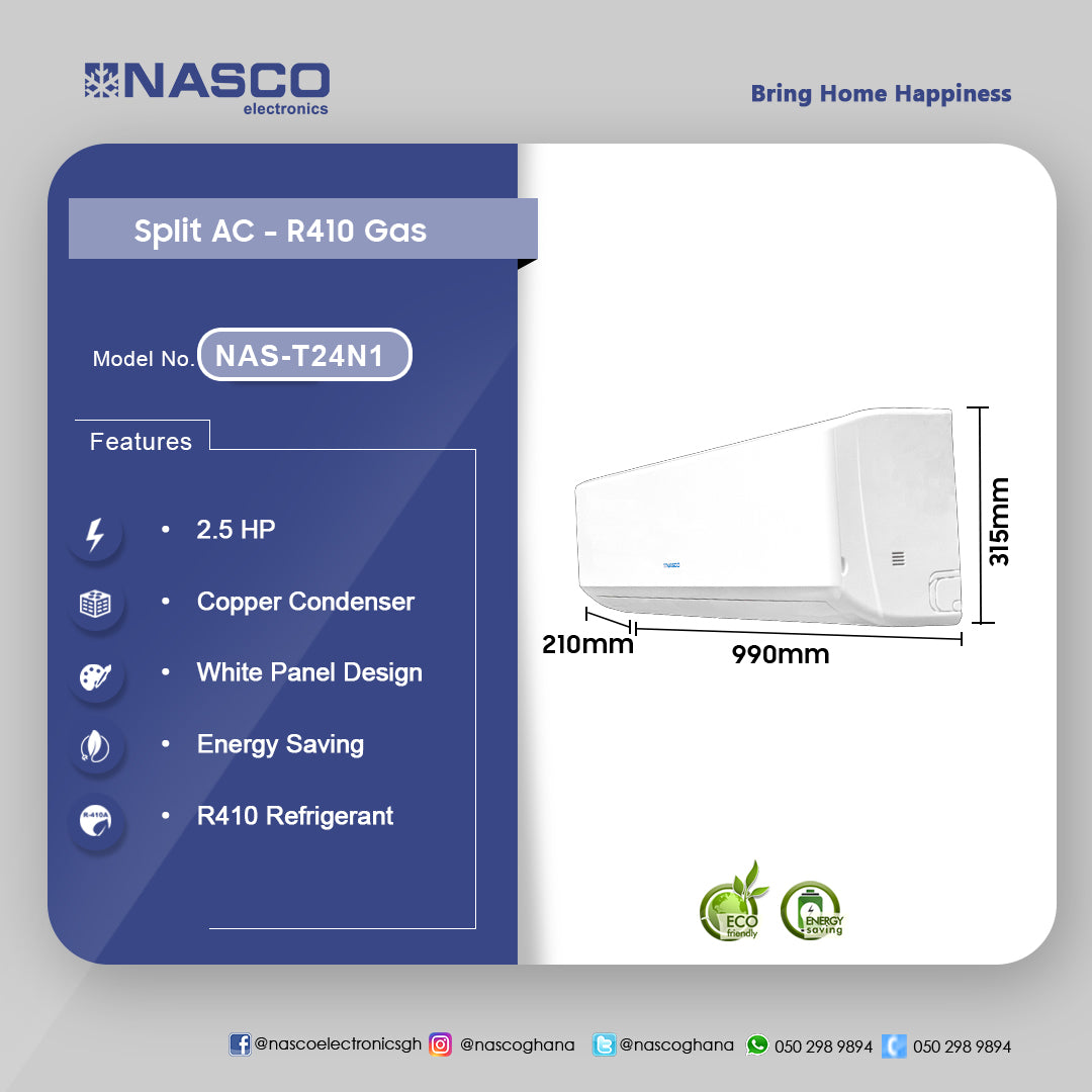 Nasco 24,000 BTU Split Air Conditioner (R410) – Model NAS-T24N1 – view 3